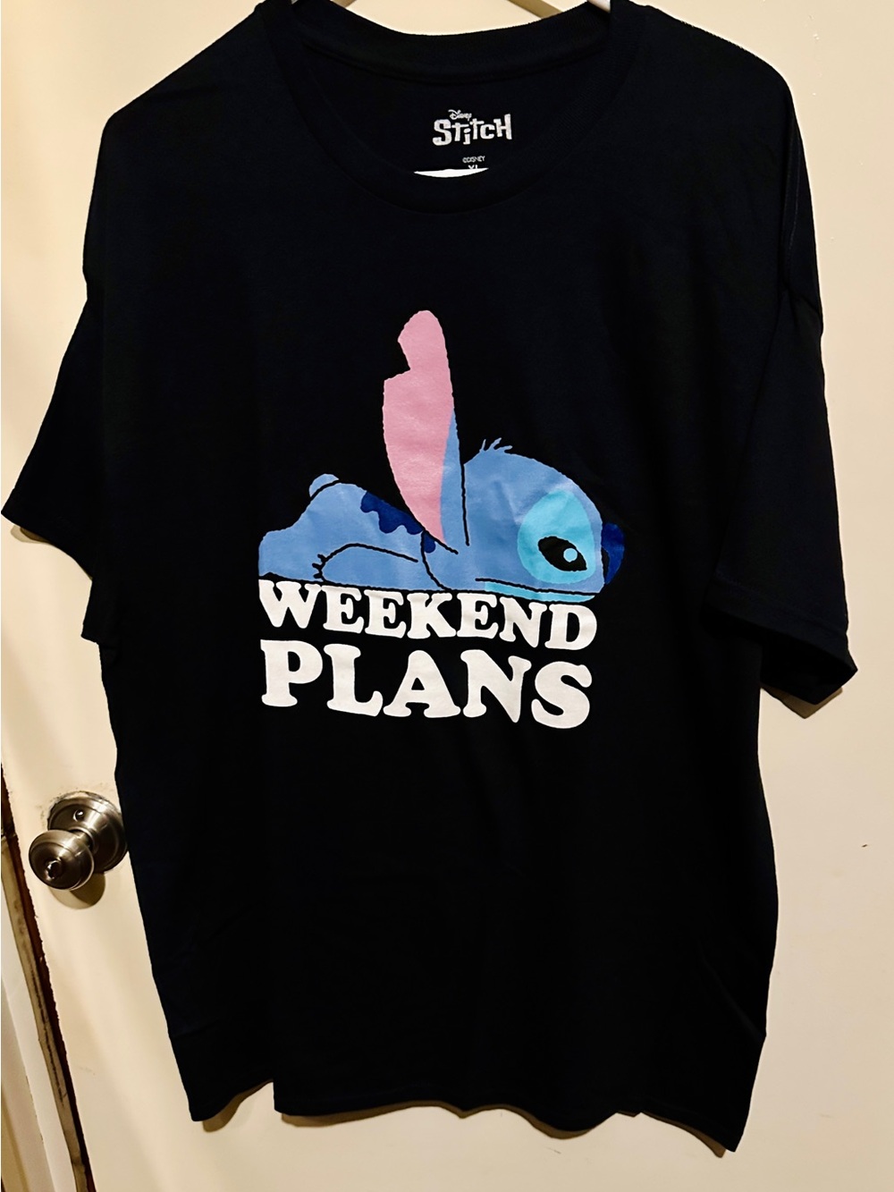 Disney Stitch "Weekend Plans" black t-shirt size XL NEW unisex